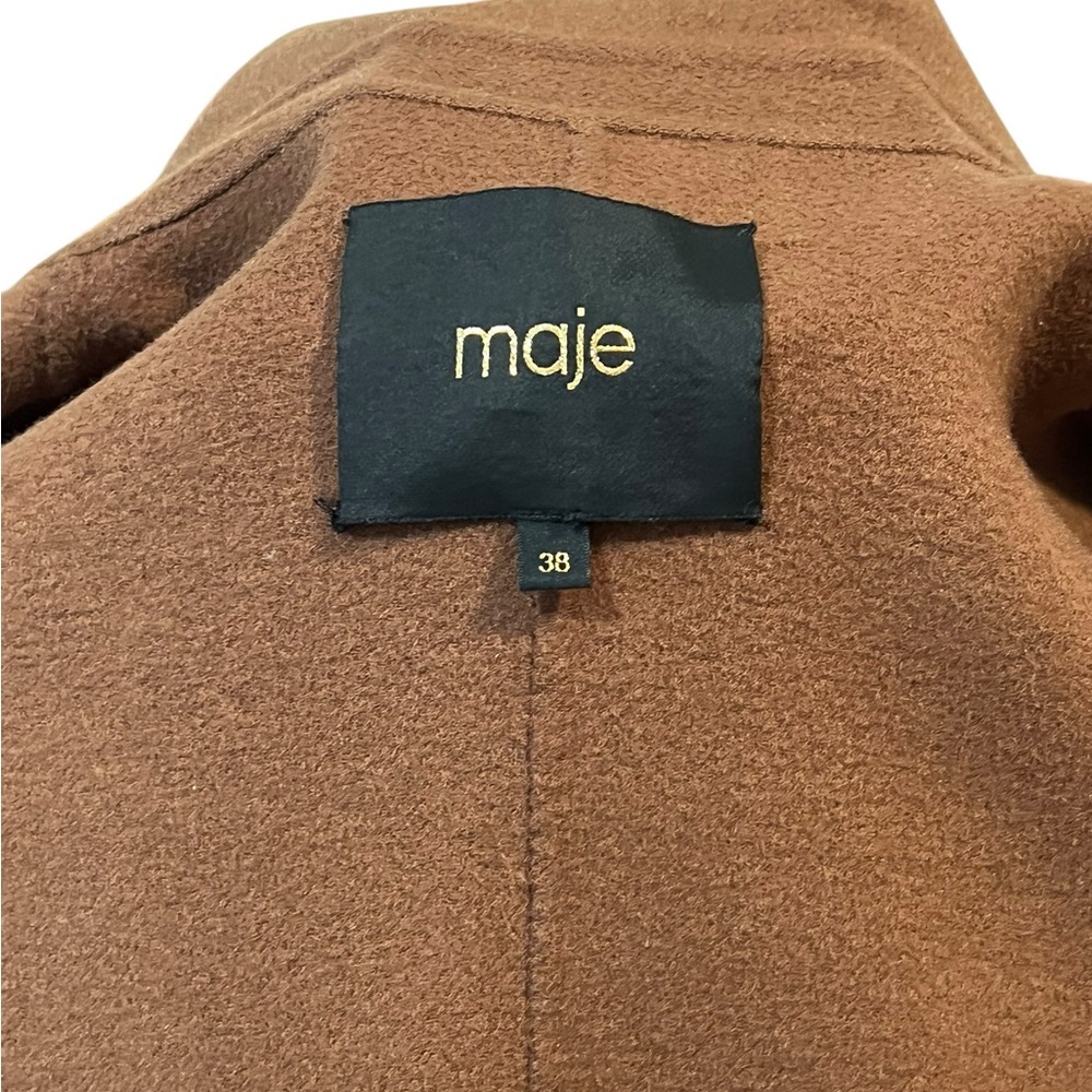 🤎 𝐌𝐀𝐉𝐄 Galaxie Wool Blend Long Coat Camel/Tobacco - Picture 9 of 11